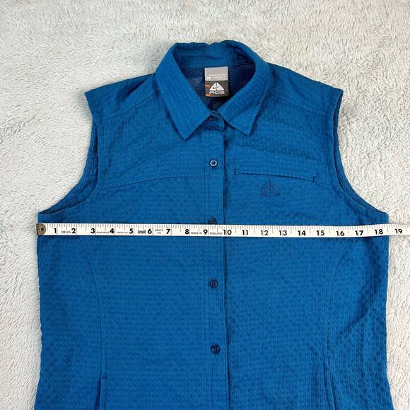 Nike ACG women's Blue button Down Tank top Blouse Shirt size Medium Pockets - Picture 3 of 7